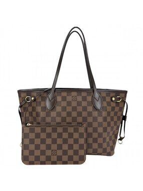 Louis Vuitton Tote Neverfull PM Handbag Shoulder Damier Canvas Brown Gold